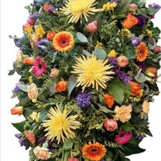Vibrant coffin spray